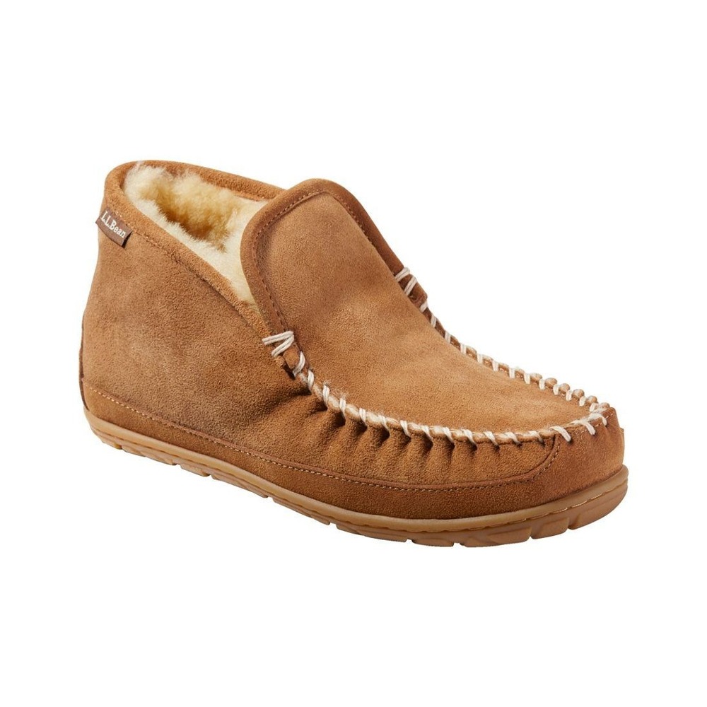 L.L. Bean Wicked Good Slippers Boot Moc Brown Shearling Lined Men's Size 8‎